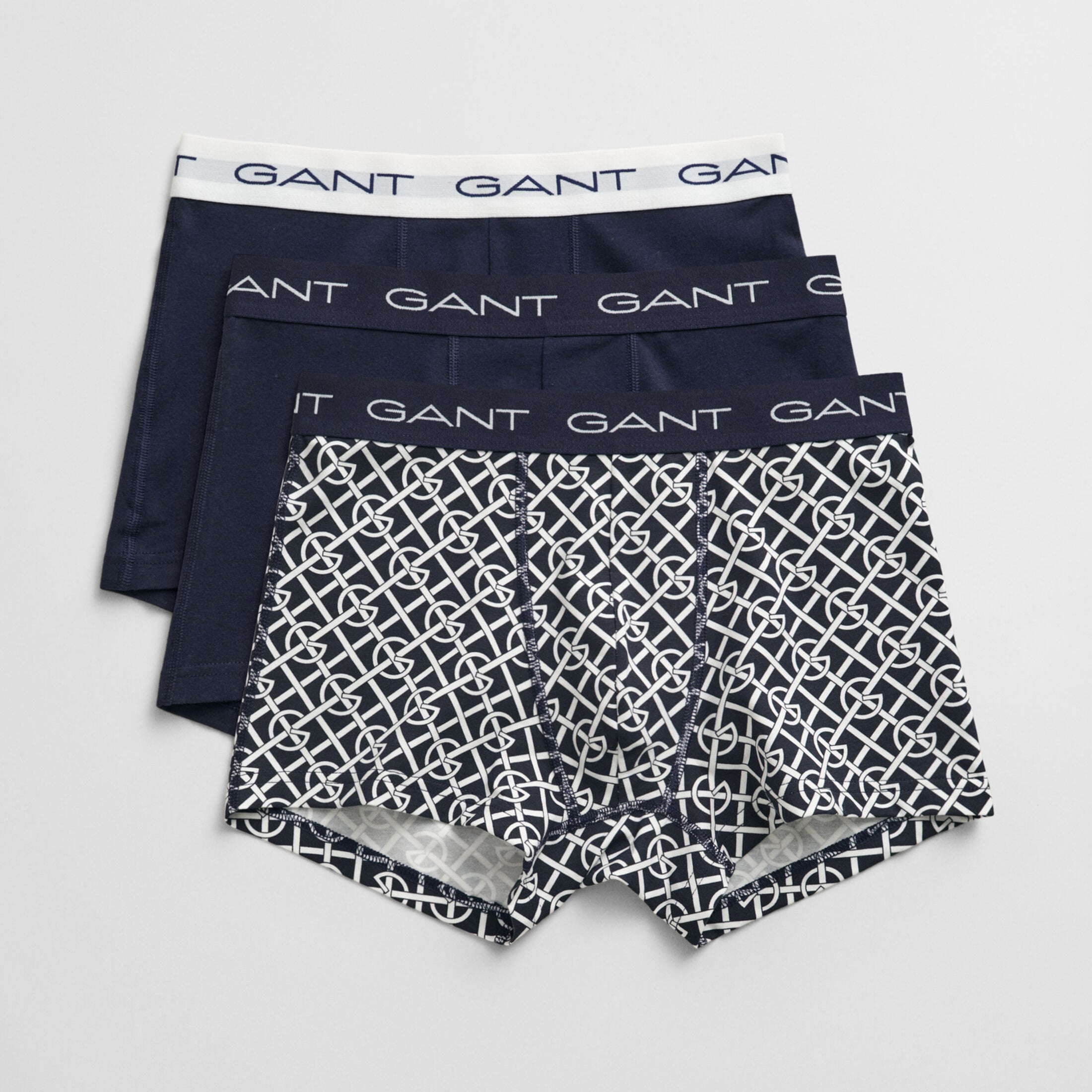 GANT G PATTERN Mens Trunks 3-Pack Evening Blue