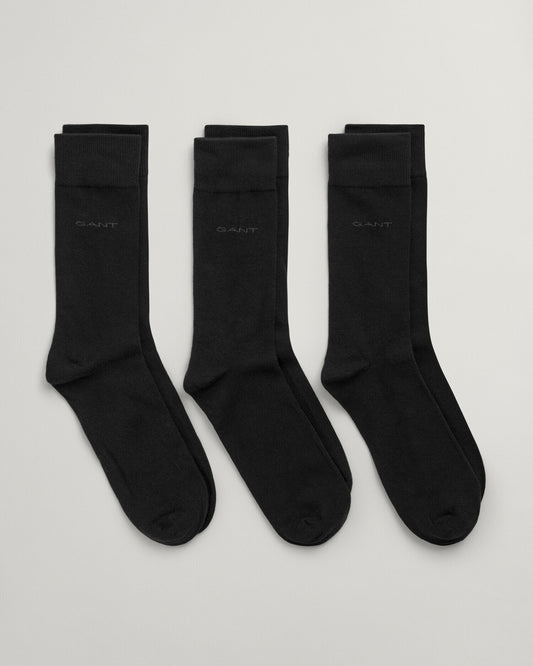 GANT Mens 3 Pack Soft Cotton Socks Black