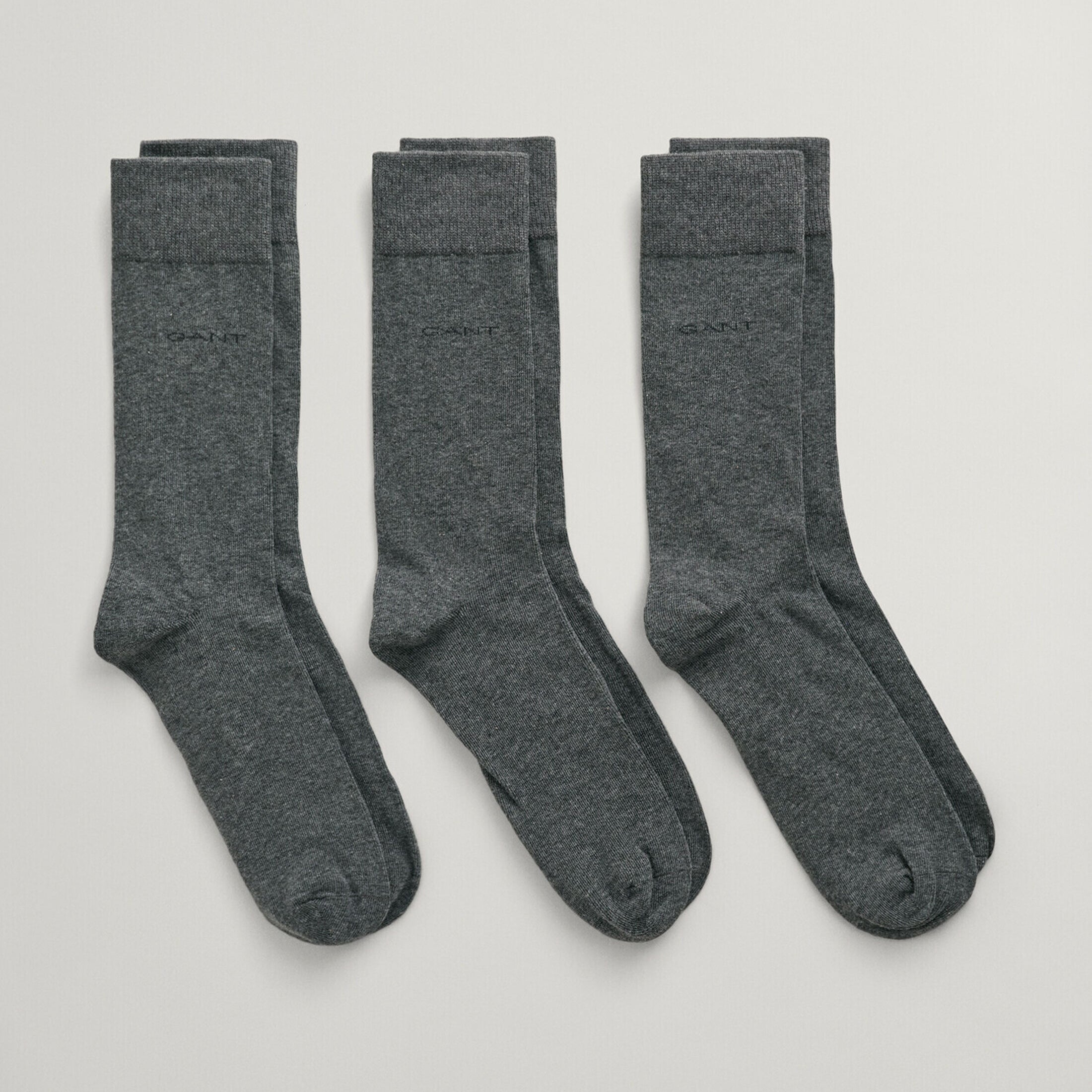 GANT Mens 3 Pack Soft Cotton Socks Charcoal Melange