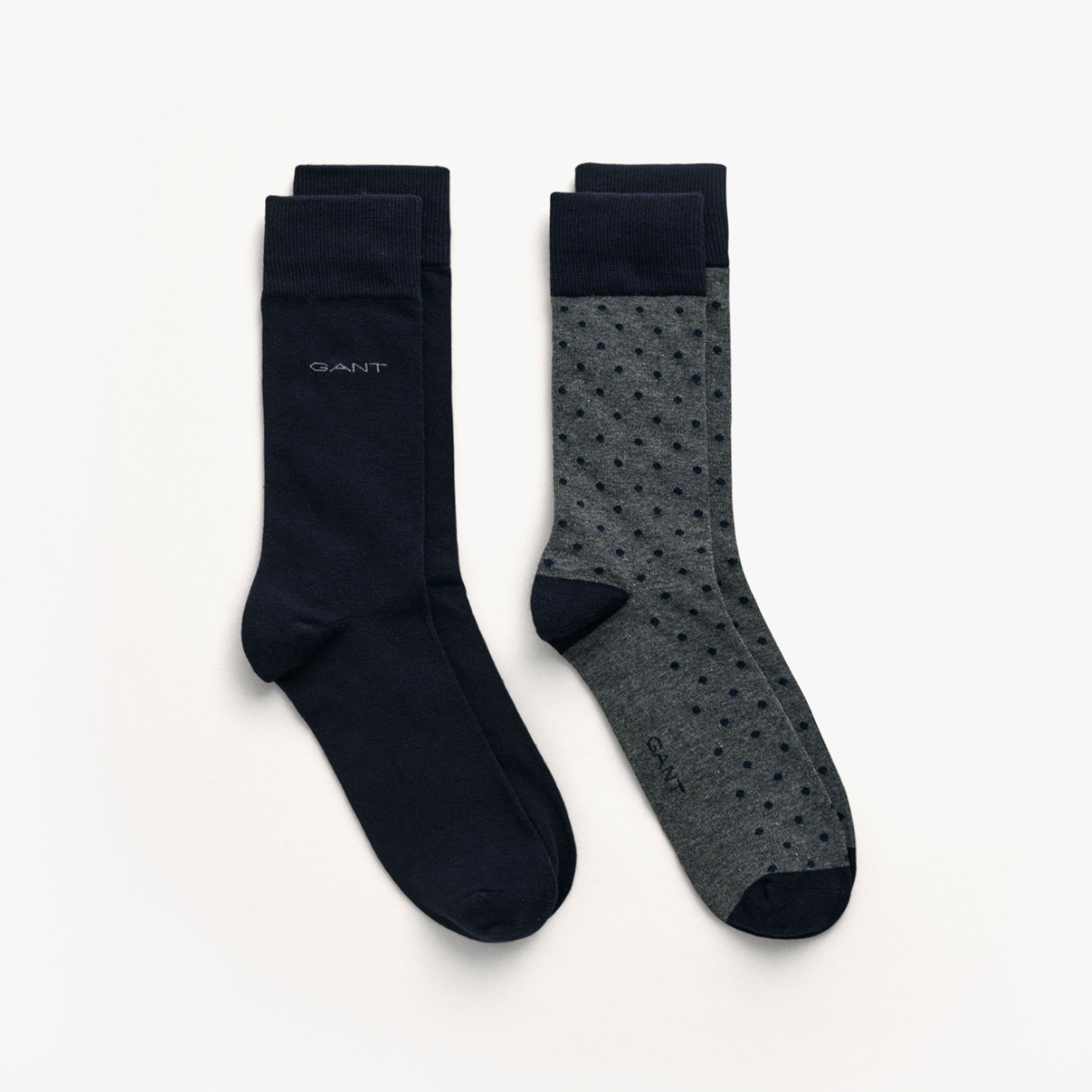 GANT DOT AND SOLID SOCKS 2-Pack Mens Charcoal Melange