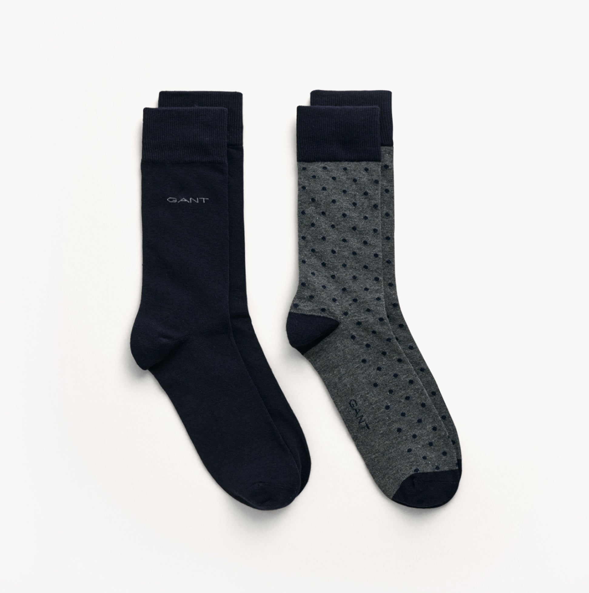 GANT DOT AND SOLID SOCKS 2-Pack Mens Charcoal Melange