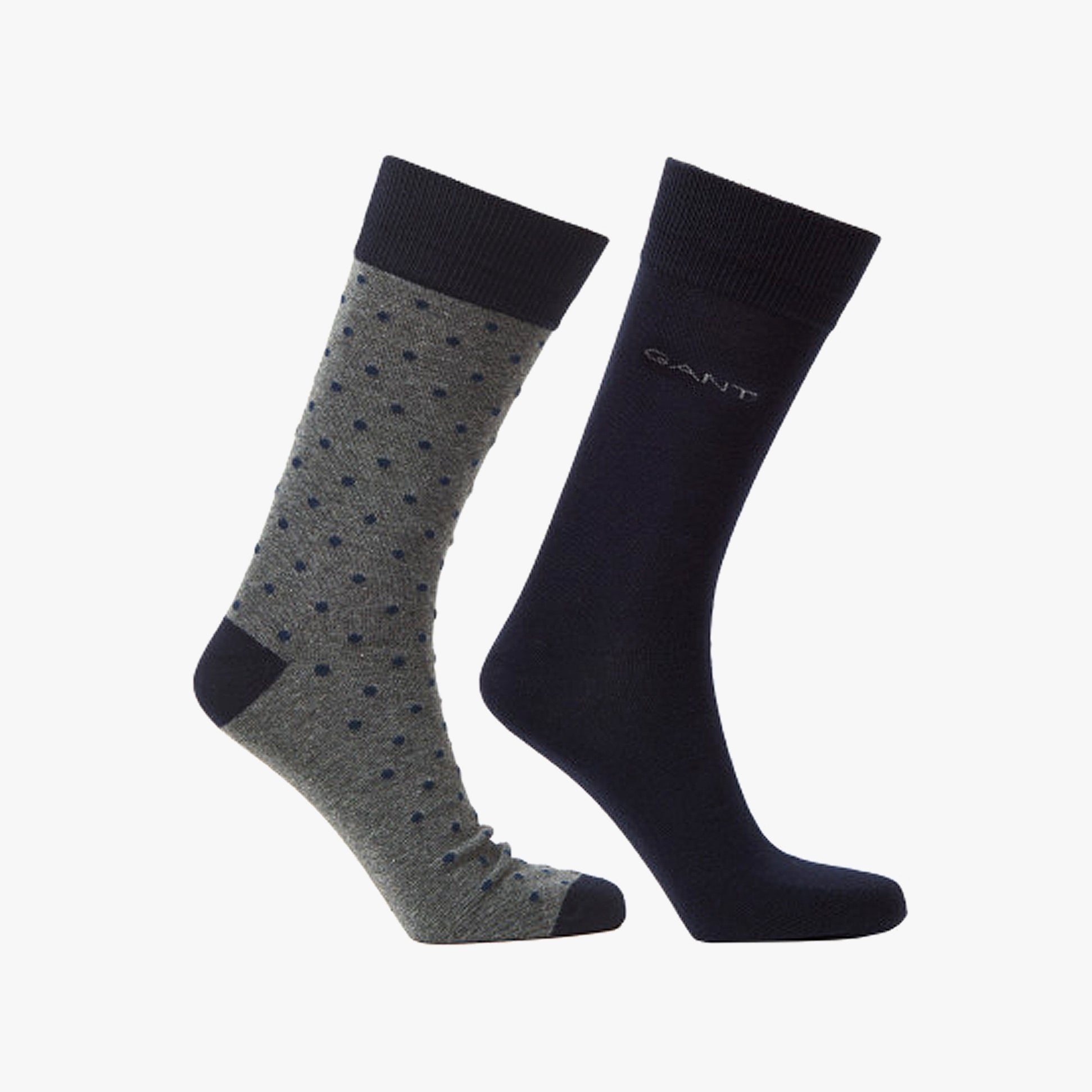 GANT DOT AND SOLID SOCKS 2-Pack Mens Charcoal Melange
