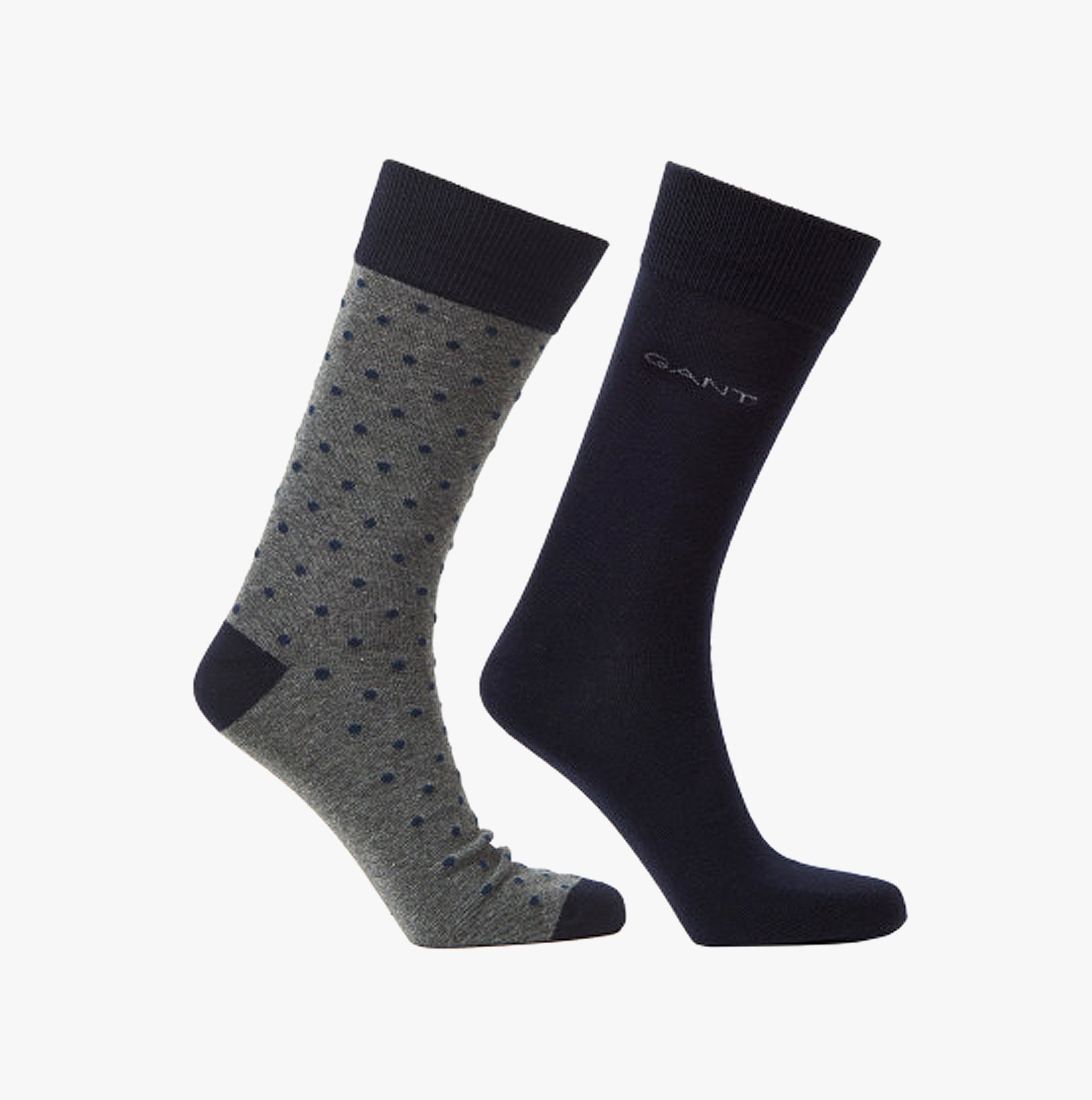 GANT DOT AND SOLID SOCKS 2-Pack Mens Charcoal Melange