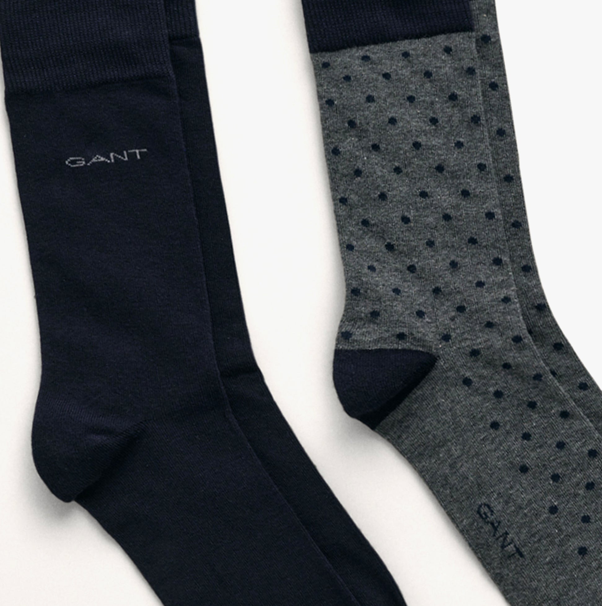 GANT DOT AND SOLID SOCKS 2-Pack Mens Charcoal Melange