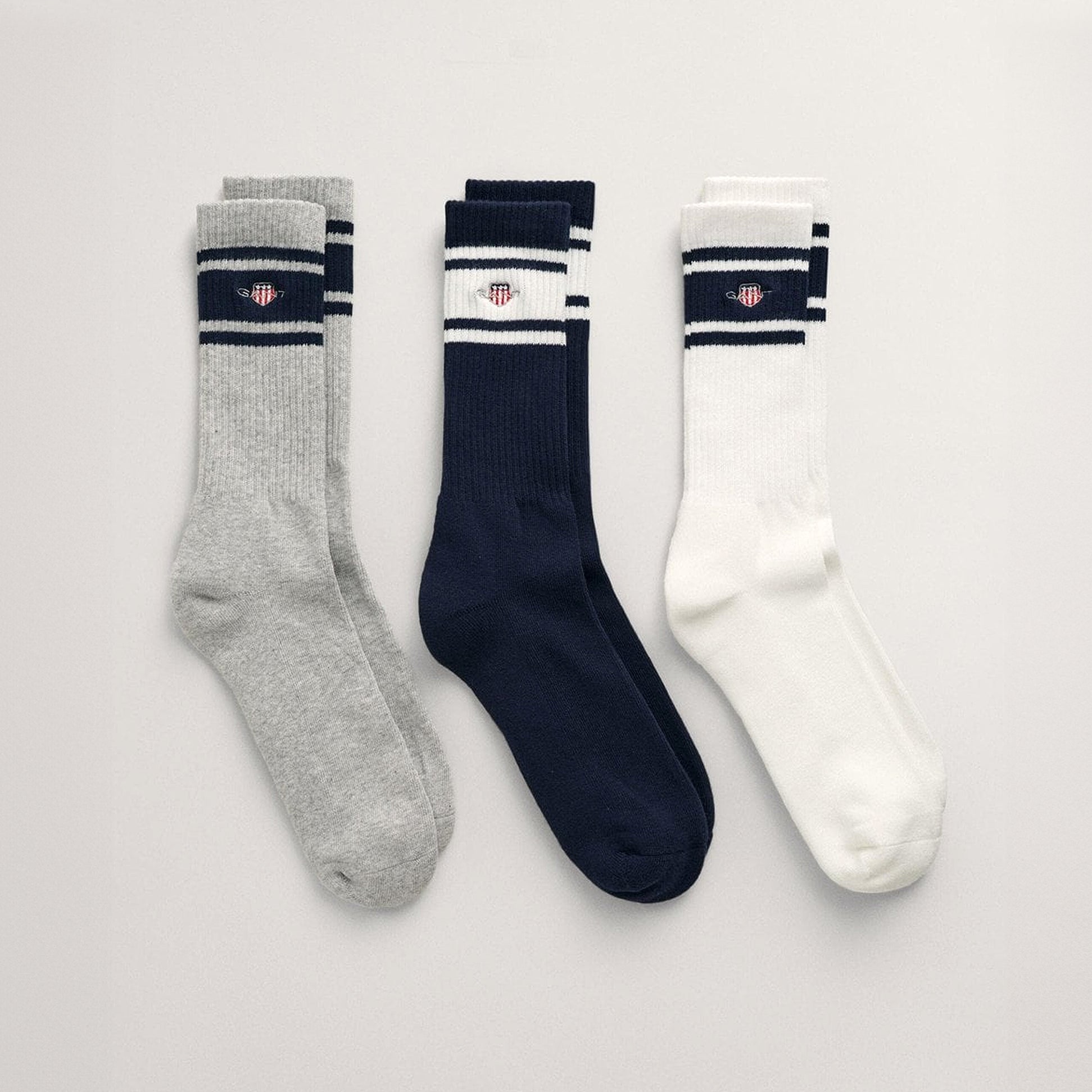 GANT SHIELD SOCKS 3-Pack Mens Sport Socks Evening Blue