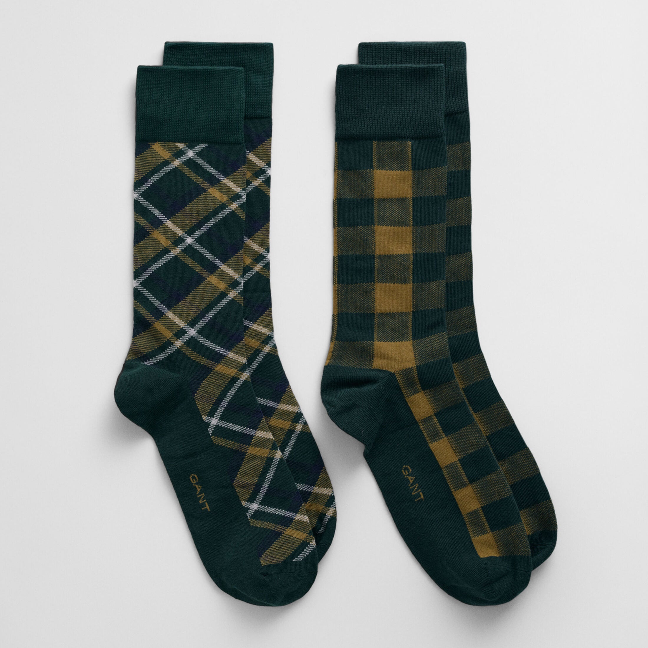 GANT CHECK SOCKS 2-Pack GIFT BOX Mens Tartan Green