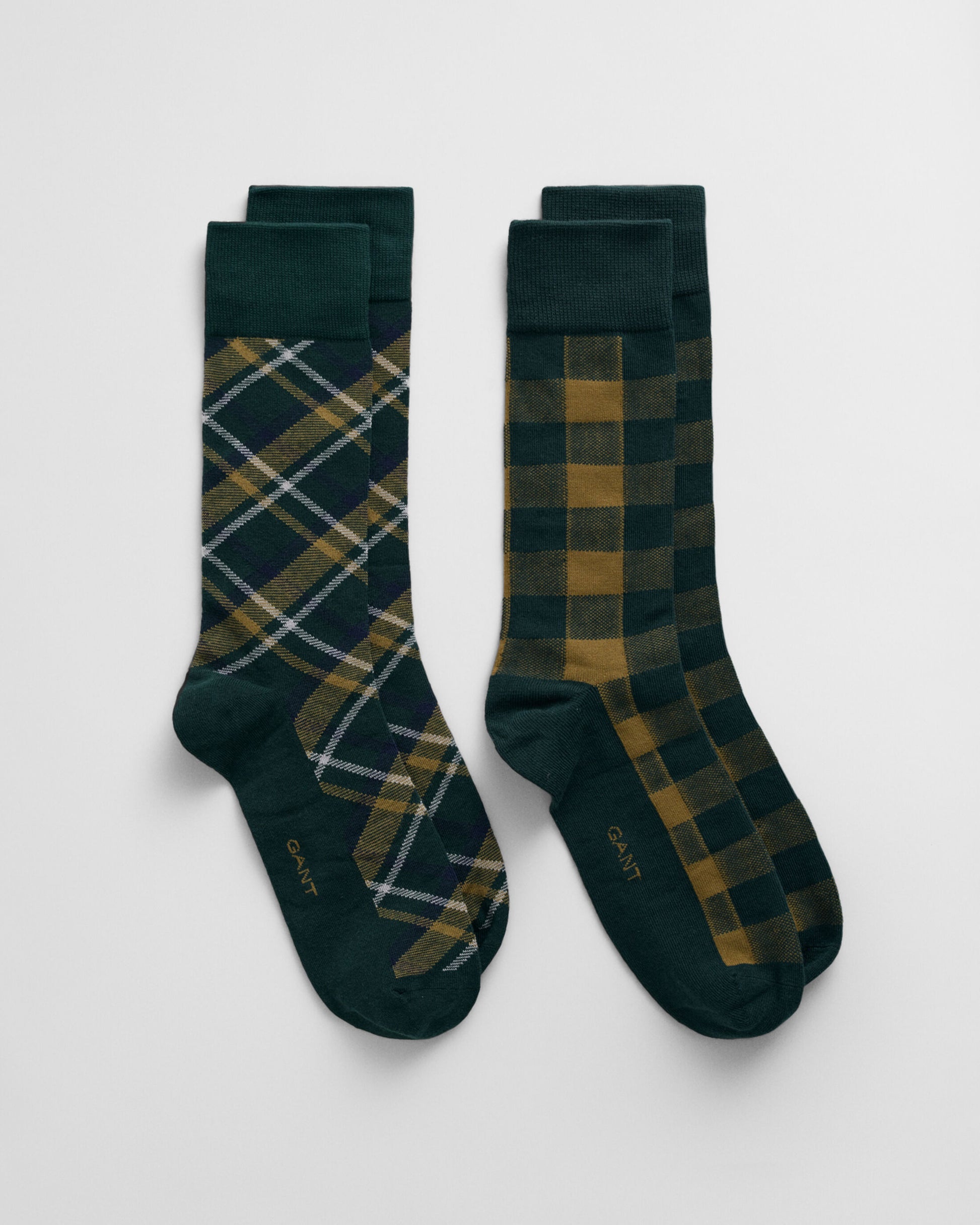 GANT CHECK SOCKS 2-Pack GIFT BOX Mens Tartan Green