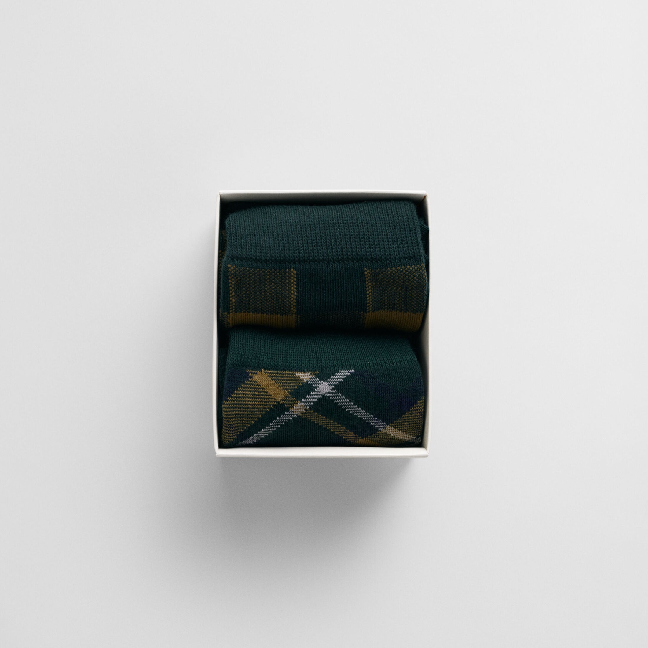 GANT CHECK SOCKS 2-Pack GIFT BOX Mens Tartan Green