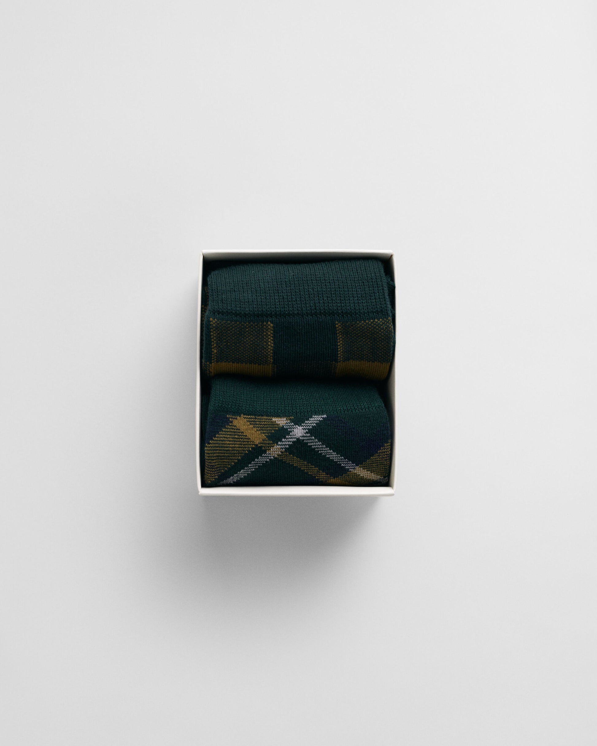 GANT CHECK SOCKS 2-Pack GIFT BOX Mens Tartan Green