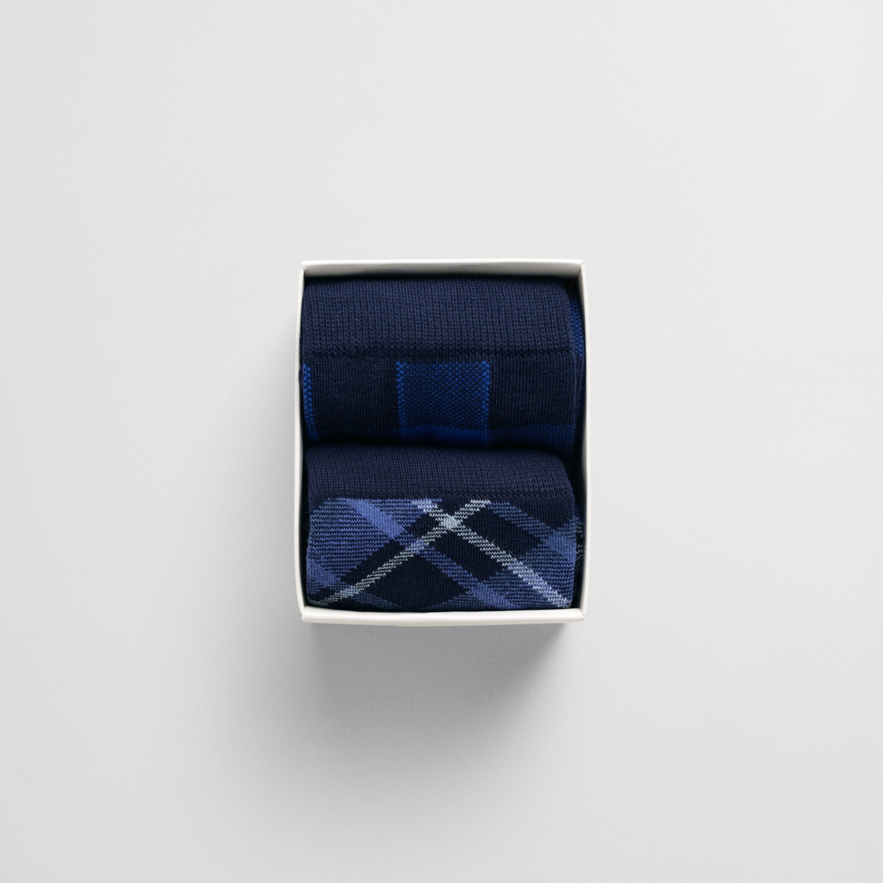 GANT CHECK SOCKS 2-Pack GIFT BOX Mens Evening Blue