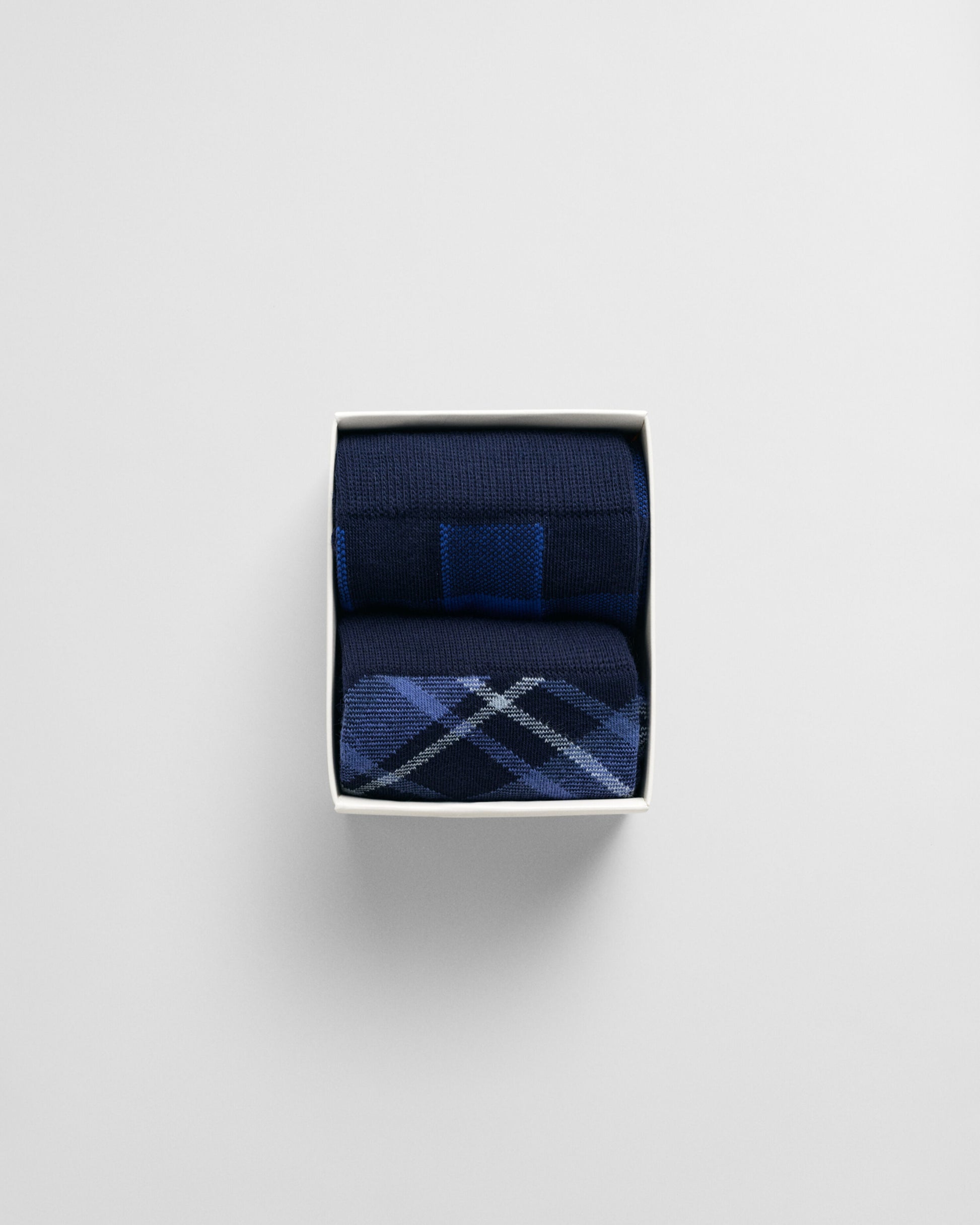 GANT CHECK SOCKS 2-Pack GIFT BOX Mens Evening Blue