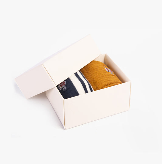 GANT SHIELD RUGGER STRIPE SOCKS 2-Pack Mens Cumin Beige