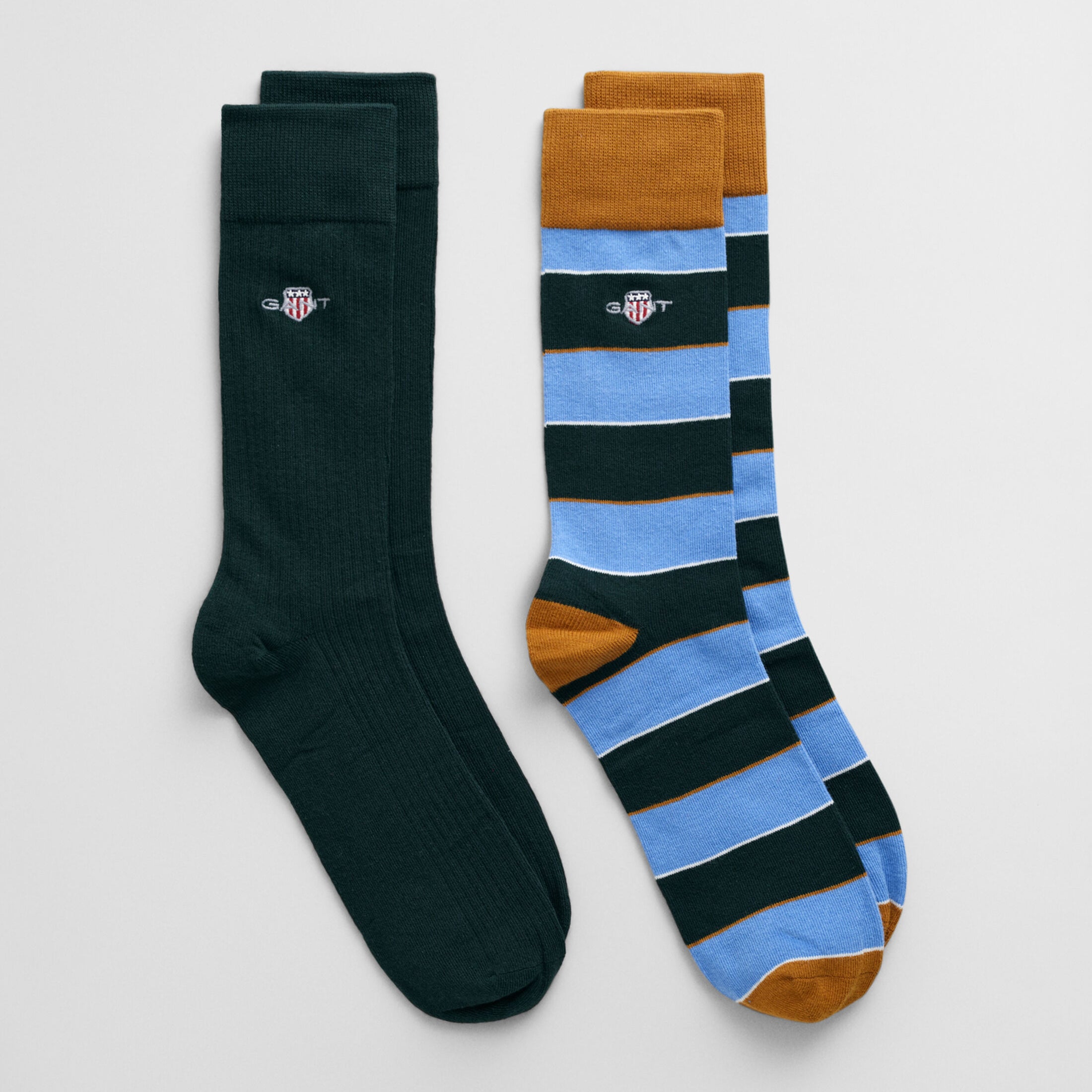 GANT SHIELD RUGGER STRIPE SOCKS 2-Pack Mens Clear Sky