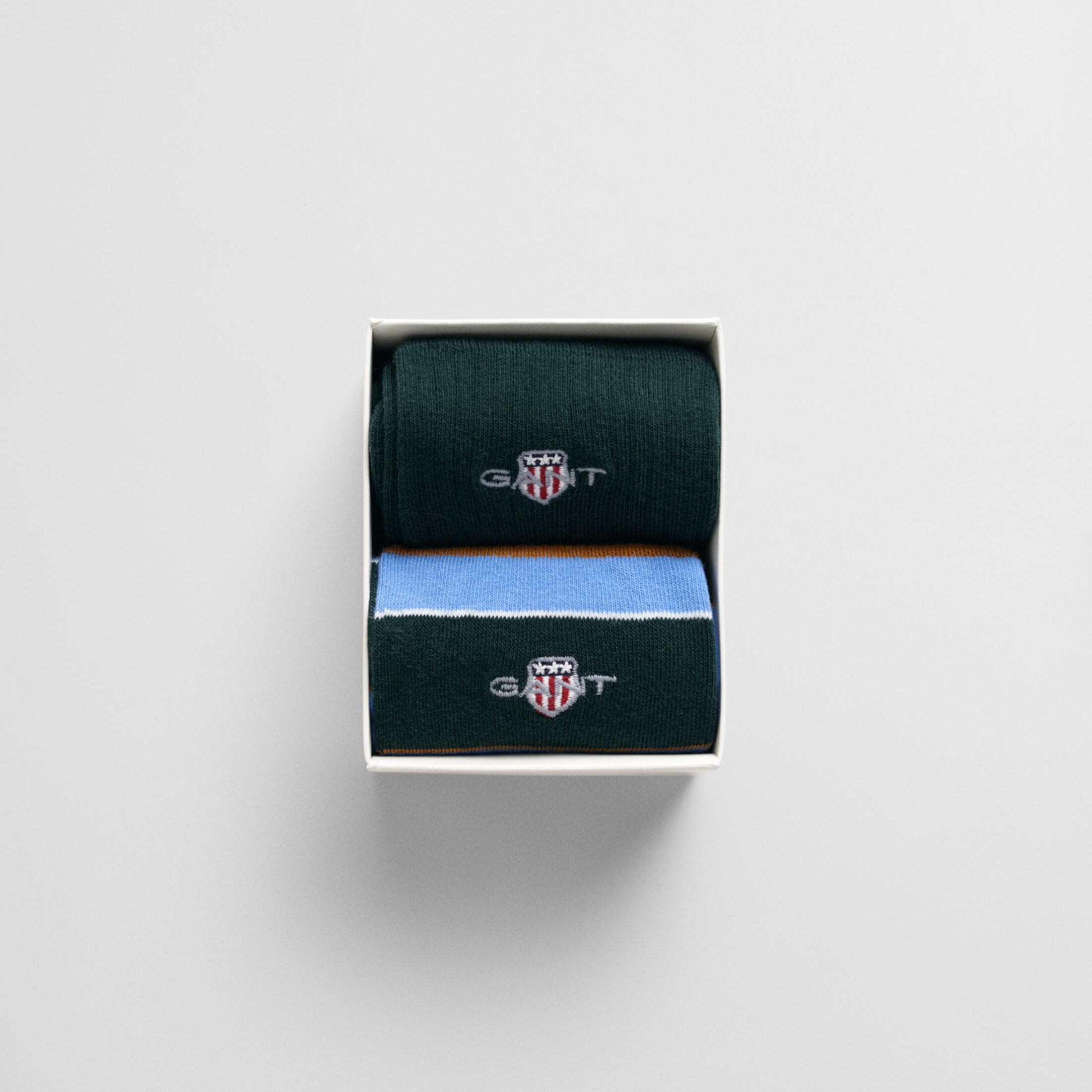 GANT SHIELD RUGGER STRIPE SOCKS 2-Pack Mens Clear Sky