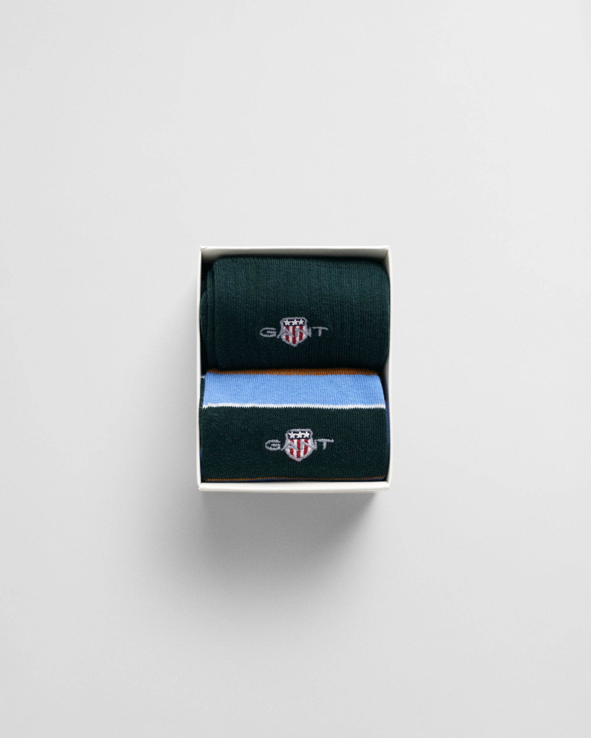 GANT SHIELD RUGGER STRIPE SOCKS 2-Pack Mens Clear Sky