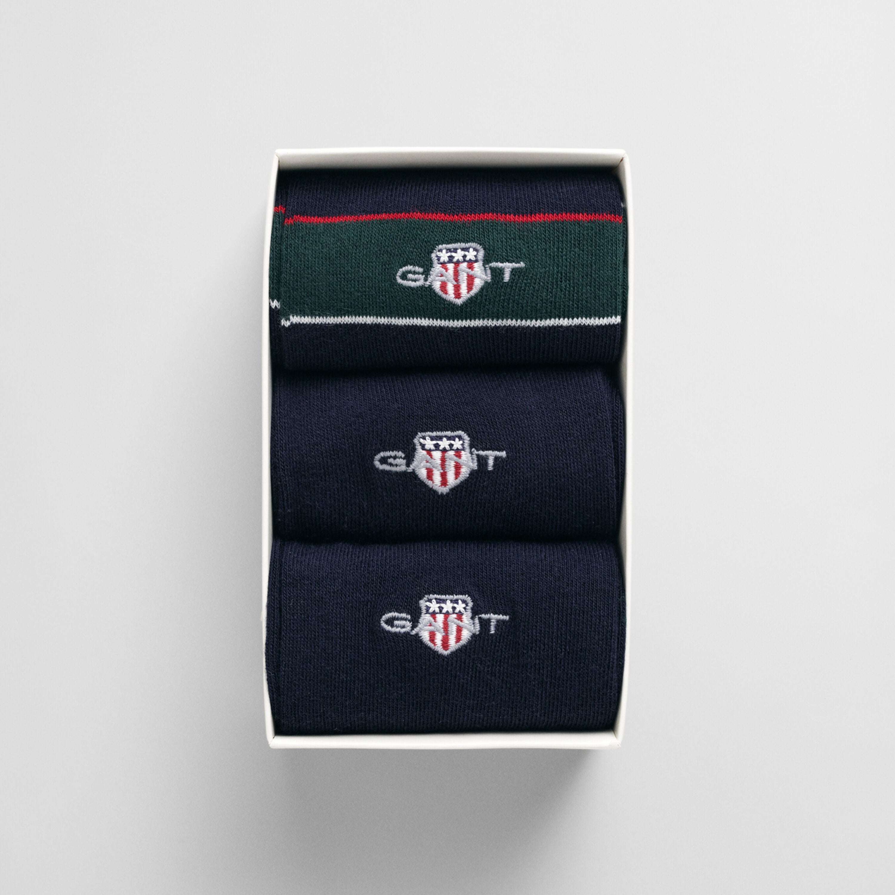 GANT SHIELD TIE STRIPE SOCKS 3-Pack Mens Tartan Green
