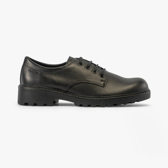 GEOX CASEY G C Girls Leather Lace Up School Shoes Black