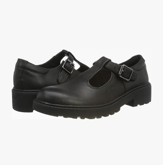 GEOX J CASEY GIRL Kids Leather Ballerina Black