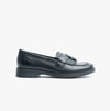 GEOX JR AGATA Girls Moccasin Tassel School Shoes Black