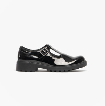 GEOX CASEY Girls School Shoes Patent Black