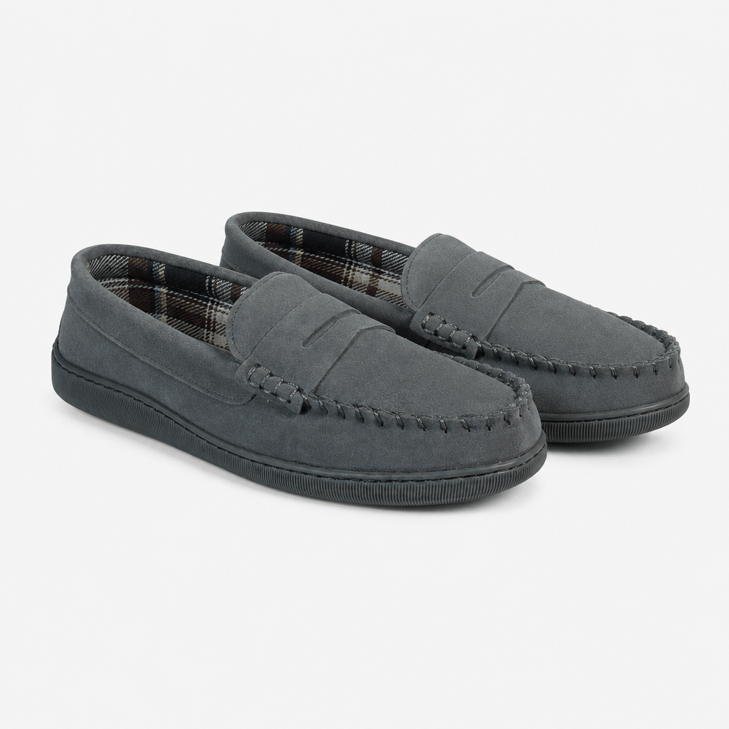 Jo & Joe BEAMSLEY Mens Moccasin Slippers Grey