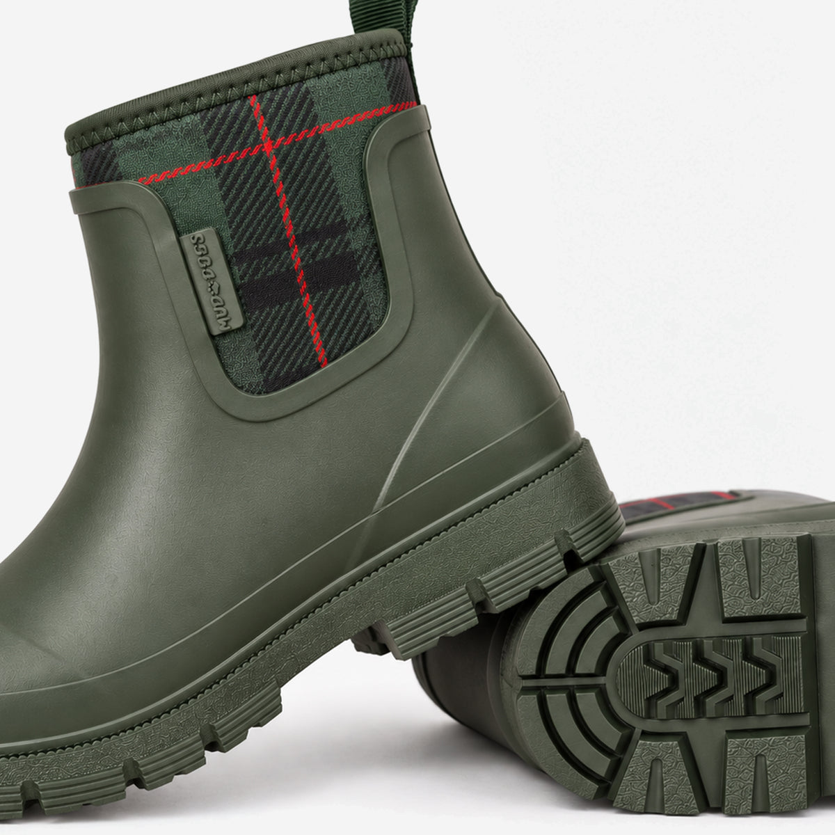 Mud Dogs BROOKE Womens Ankle Neoprene Wellies Green Check