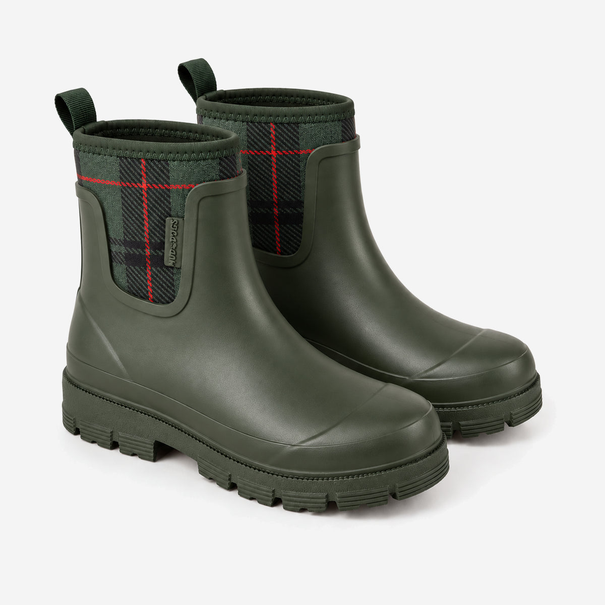 Mud Dogs BROOKE Womens Ankle Neoprene Wellies Green Check