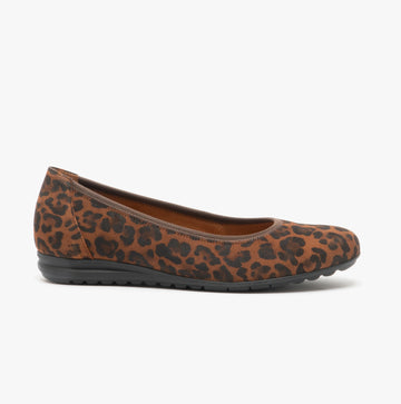 Gabor SPLASH Womens Suede Ballerina Shoes Whisky