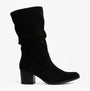Gabor RAMONA Womens Boots Black side view showing tall suede design and block heel.