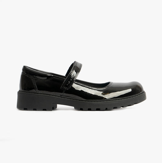 GEOX CASEY B Girls Patent Mary Jane School Shoes Black