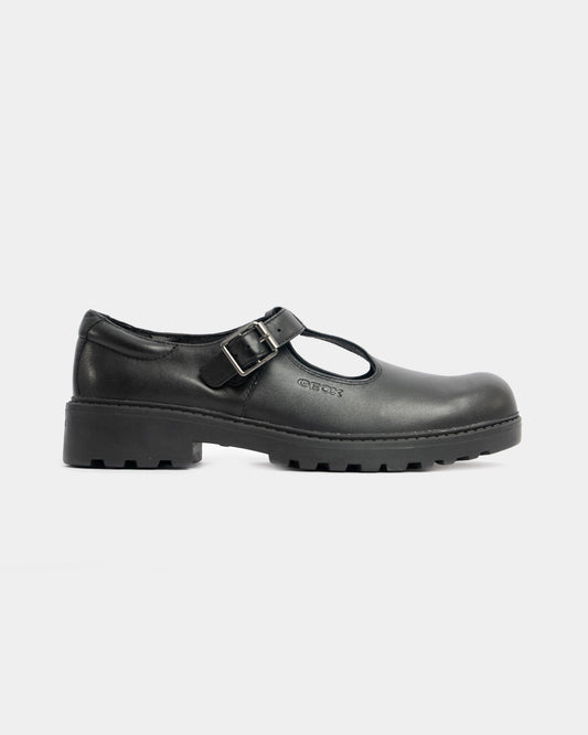 GEOX CASEY Girls Matte Black School Shoes