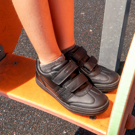 GEOX ELVIS B Boys Touch Fasten School Shoes Black