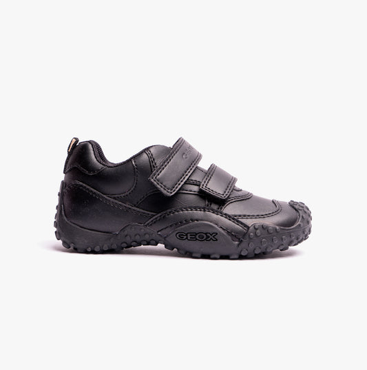 GEOX GIANT B Boys Touch Fasten School Shoes Black