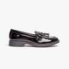 GEOX JR AGATA Girls Moccasin Tassel School Shoes Patent Black