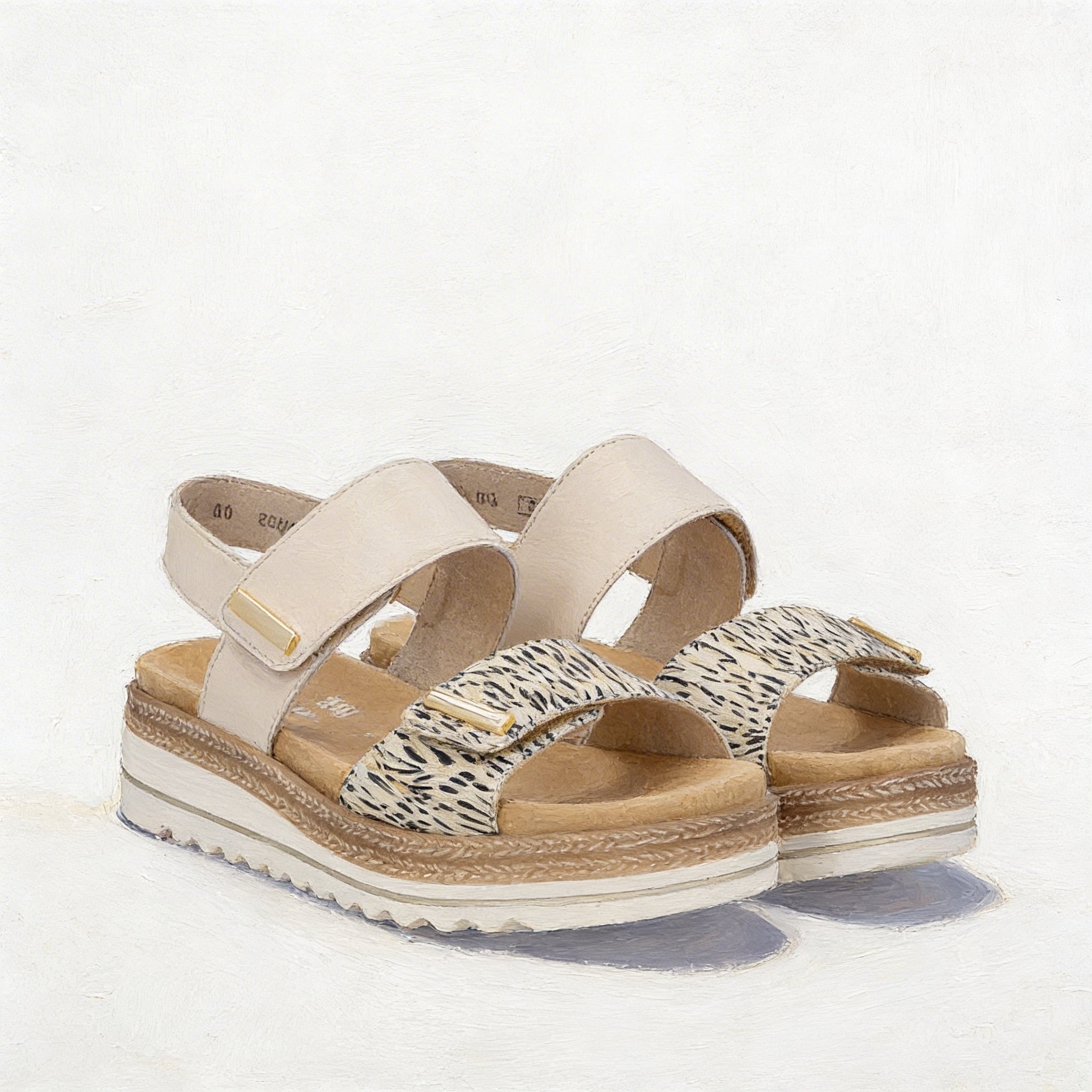 Remonte D0Q59 Womens Slingback Sandals Beige/Gold