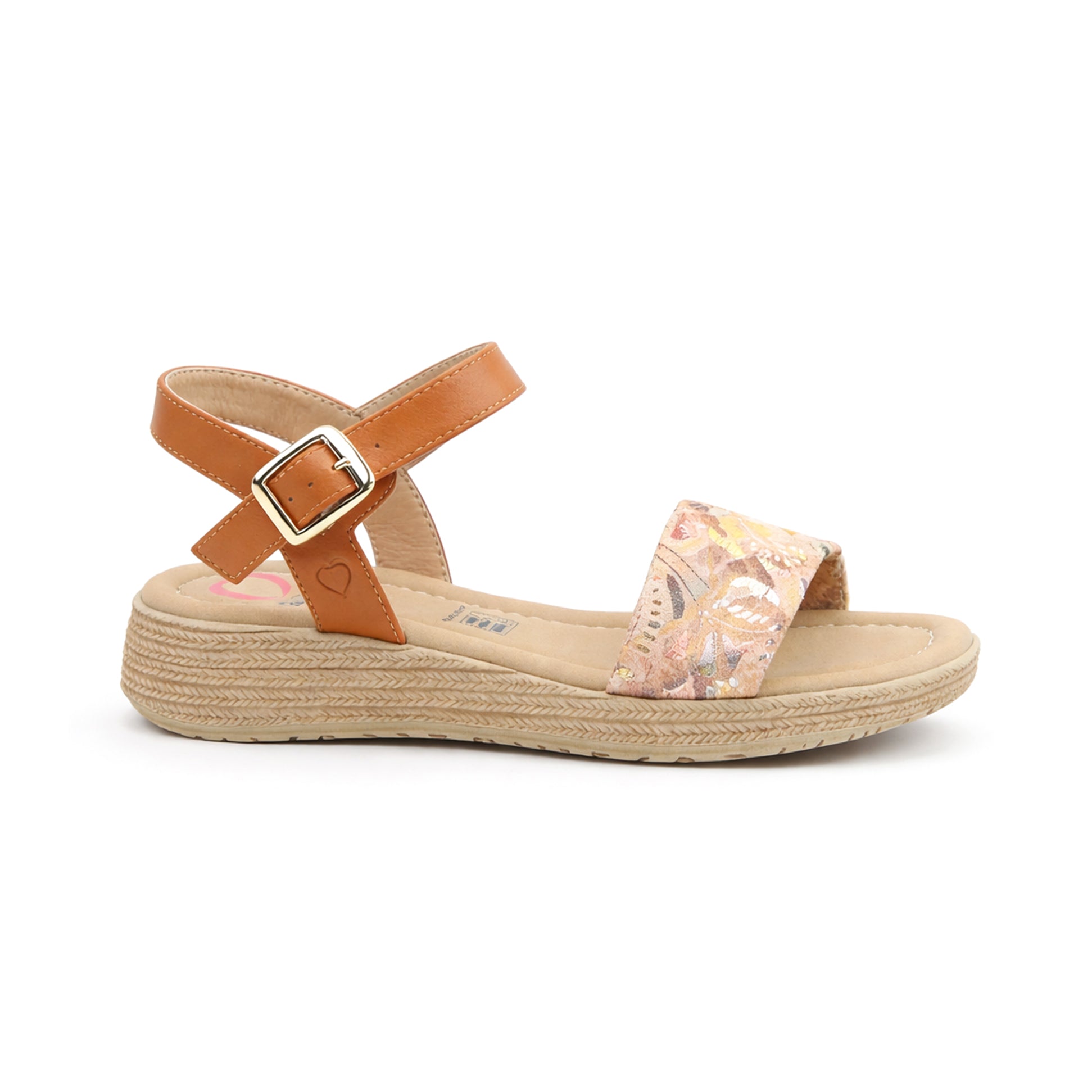 Heavenly Feet SARA Womens Platform  Sandals Tan/Gold Multi