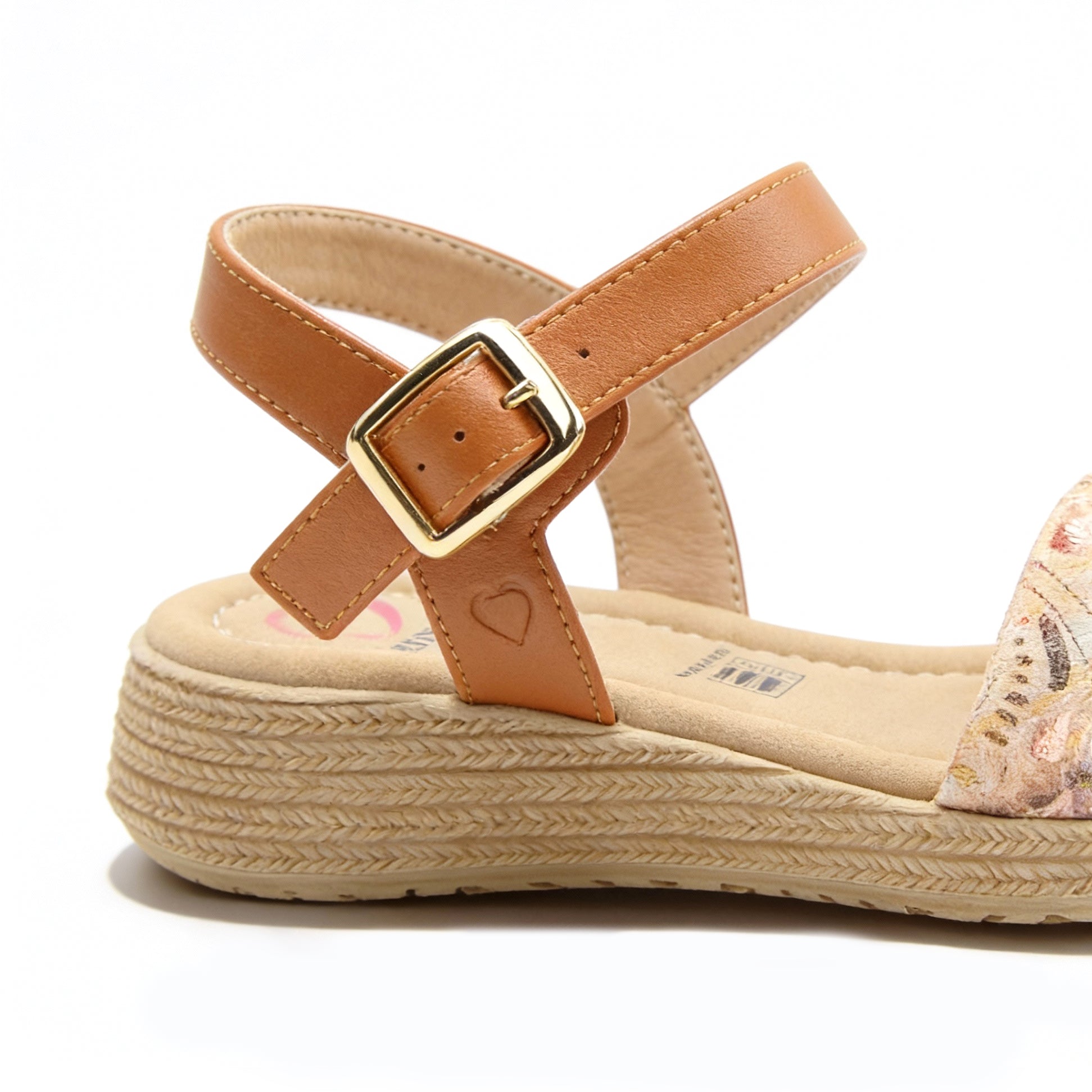 Heavenly Feet SARA Womens Platform  Sandals Tan/Gold Multi