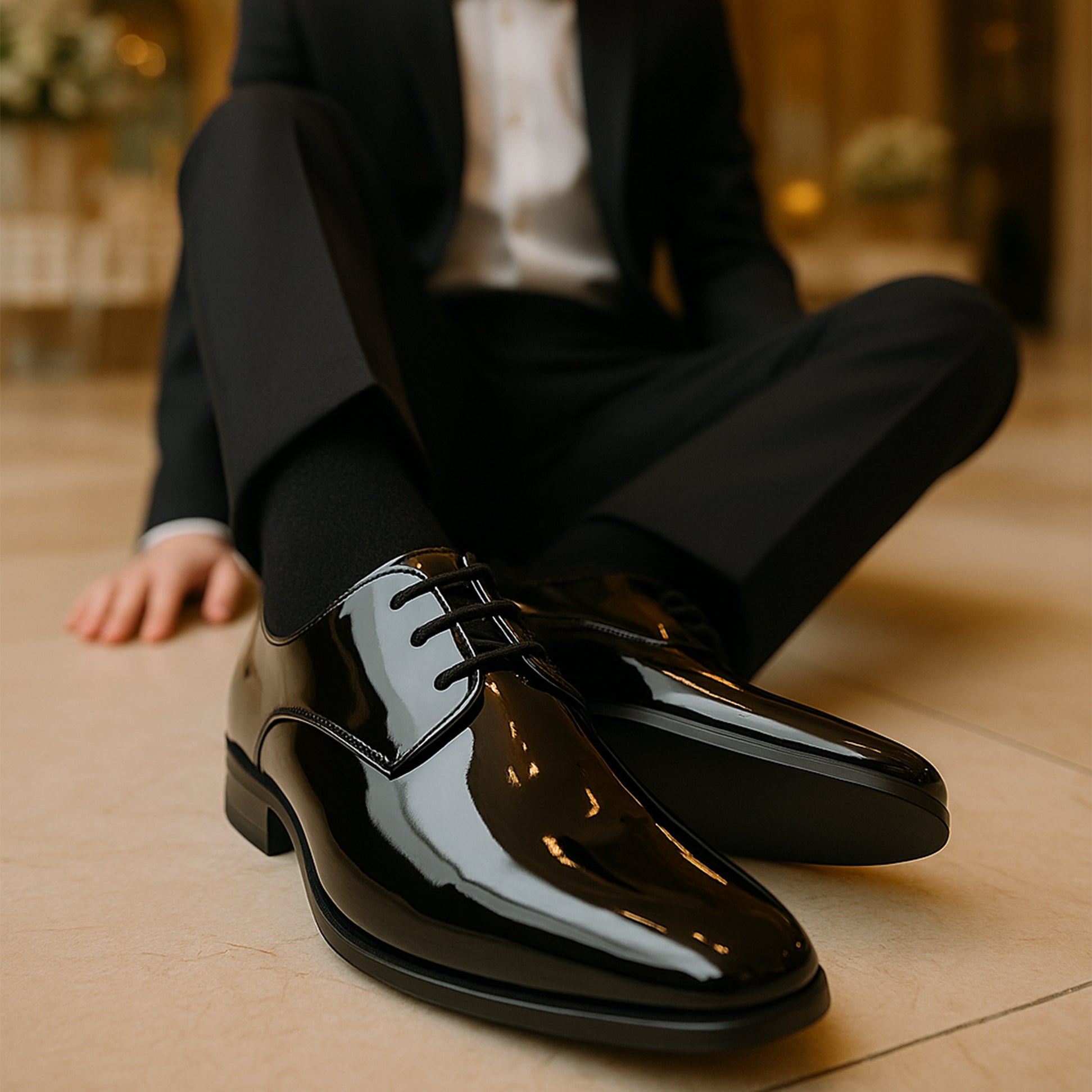 Goor ROONEY JNR Boys Patent Dress Shoes Black