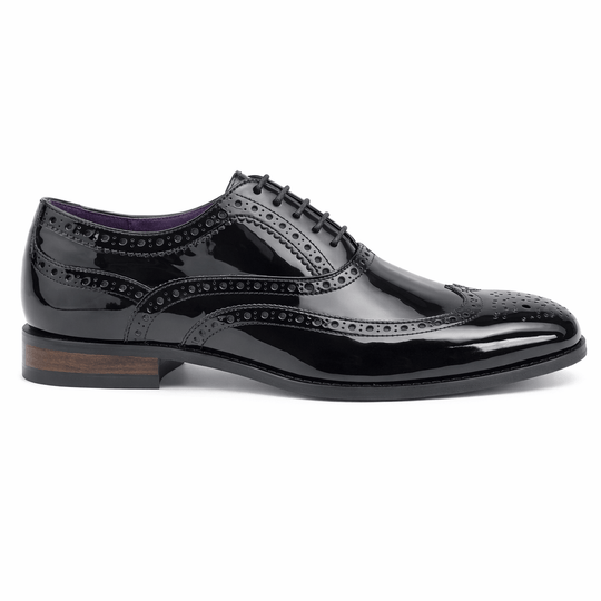 Goor LIONEL Mens Brogue Oxford Shoes Black Patent