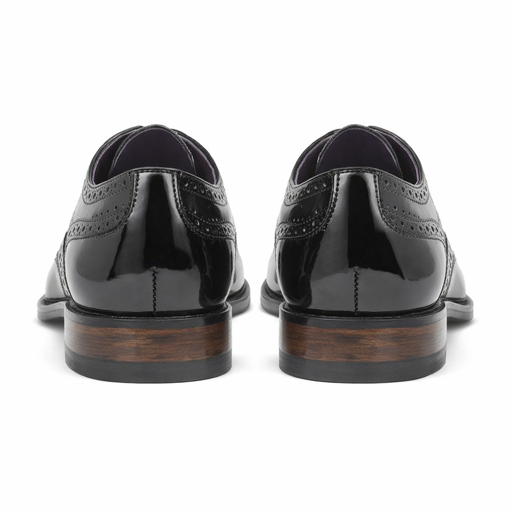 Goor Mens Brogue Oxford Shoes Black Patent