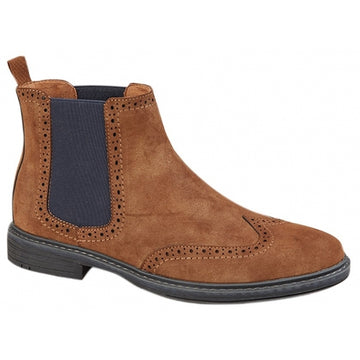Goor M051BT Mens Suede Chelsea Boots Tan