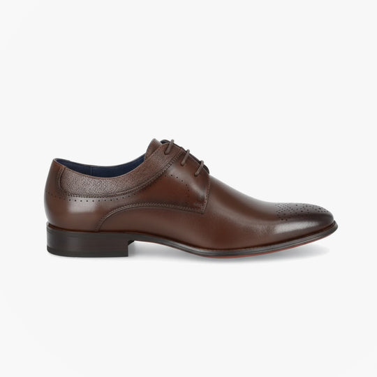 Goor HANSEN Mens Brogue Derby Shoes Dark Brown