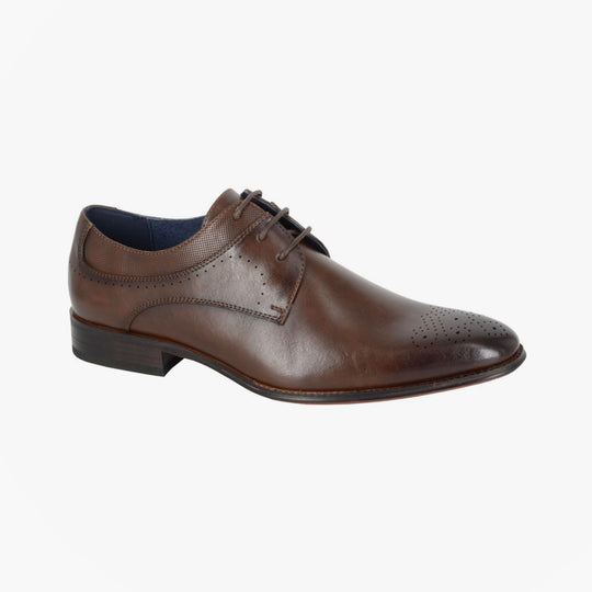 Goor HANSEN Mens Brogue Derby Shoes Dark Brown