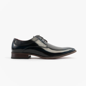 Goor HARVEY Mens Hi-Shine Gibson Shoes Navy