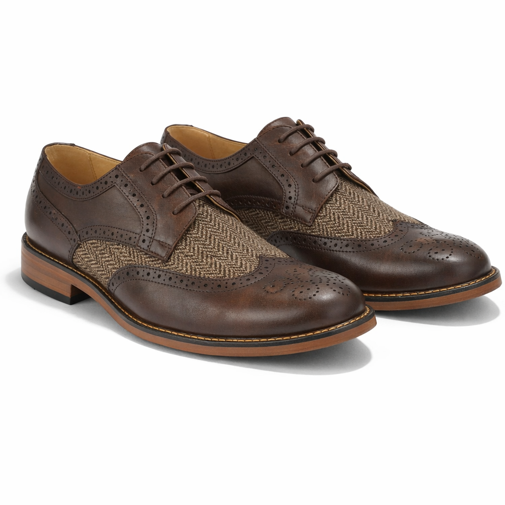 Goor M410 Mens Brogue Shoes Dark Brown
