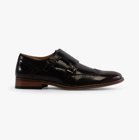 Goor JOSEPH Mens Mens Brogue Monk Shoes Oxblood