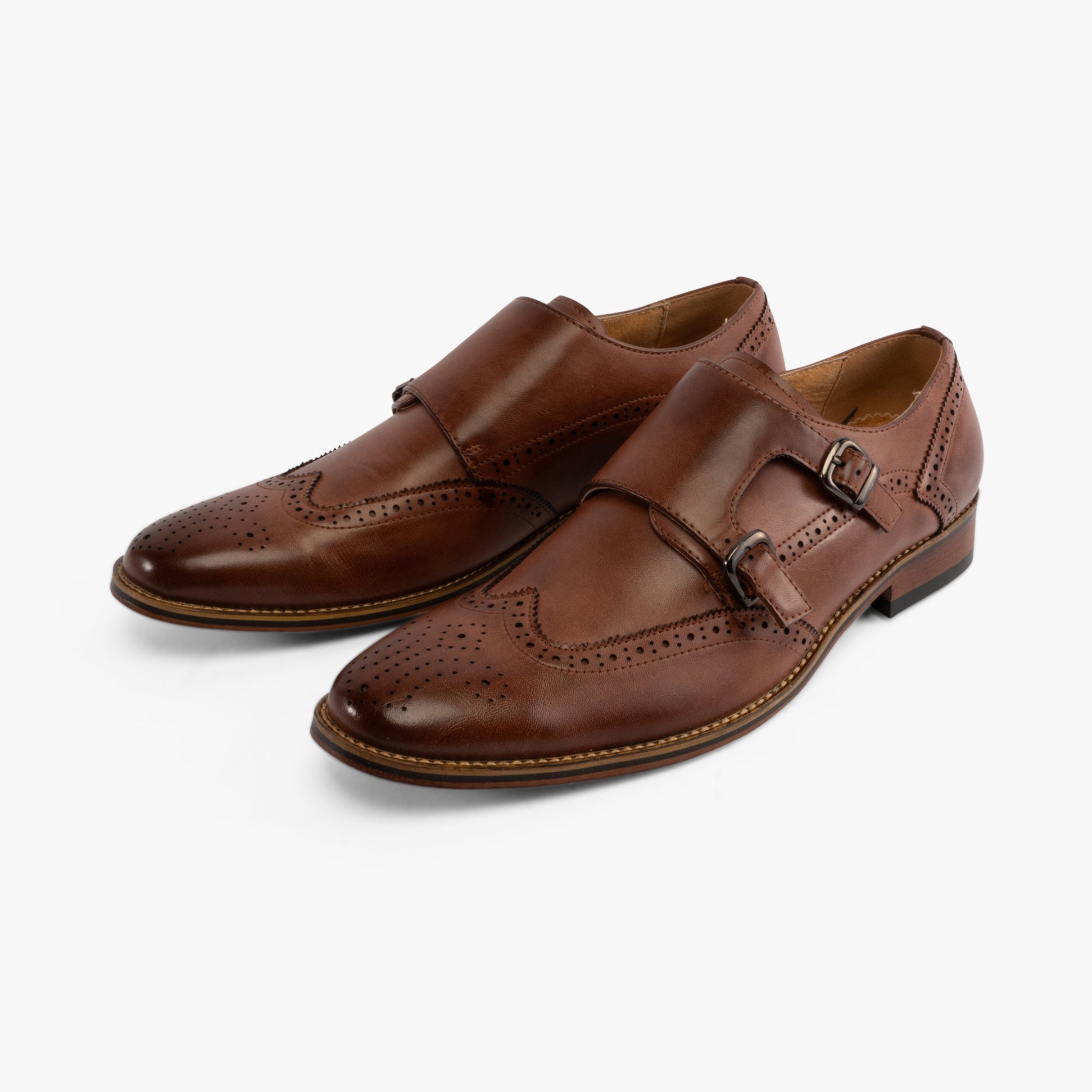 Goor JOSEPH Mens Mens Brogue Monk Shoes Brown