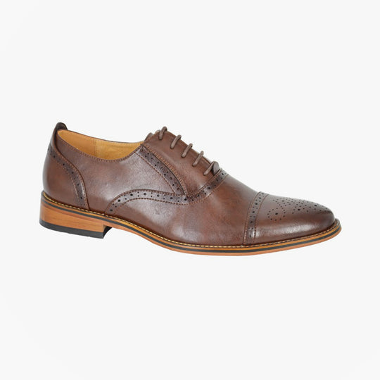 Goor ISAAC Mens Brogue Oxford Shoes Dark Brown
