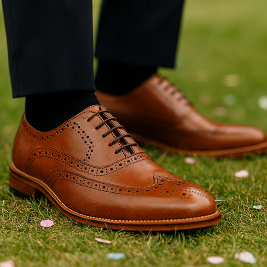 Goor MASON Mens Brogue Oxford Shoes Brown