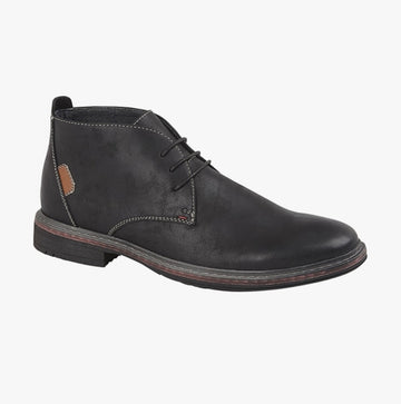 Goor CALEB Mens Nubuck Chukka Boots Black